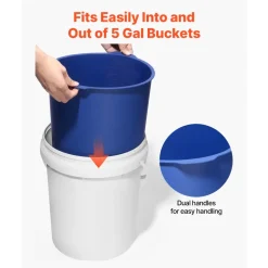 VEVOR 5 Gallon Bucket Liner for Concrete Mix, Reusable Silicone Mortar Bucket Liner for Thinset Paint Concrete Epoxy Mixing, Heavy-duty Grout Mixer Insert Tool with Graduated Measurements, Blue