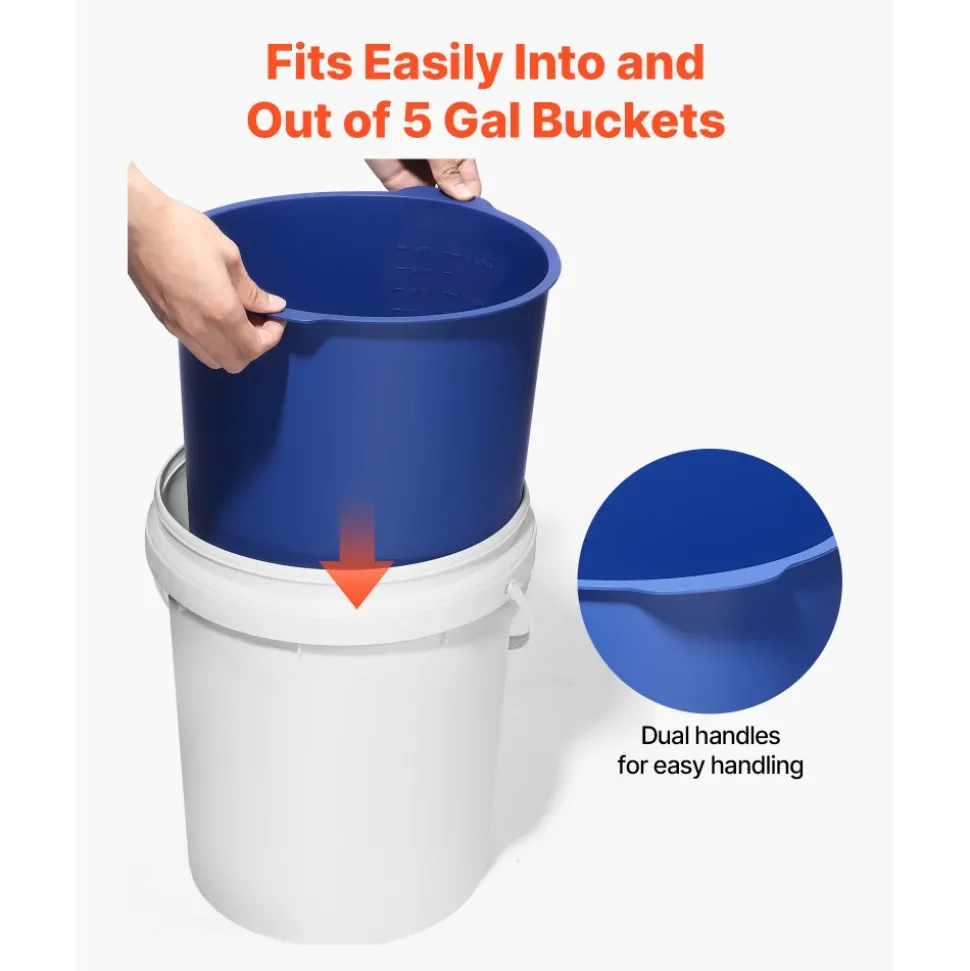 VEVOR 5 Gallon Bucket Liner for Concrete Mix, Reusable Silicone Mortar Bucket Liner for Thinset Paint Concrete Epoxy Mixing, Heavy-duty Grout Mixer Insert Tool with Graduated Measurements, Blue