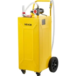 VEVOR 30 Gallon Diesel Caddy, Carbon Steel, Portable Diesel Transfer Storage Tank with Electric Pump, 4 Rolling Wheels, Transfer Can Container, for Tractors, Forklifts, Loaders, Farm Equipment, Yellow