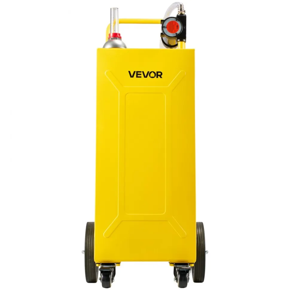 VEVOR 30 Gallon Diesel Caddy, Carbon Steel, Portable Diesel Transfer Storage Tank with Electric Pump, 4 Rolling Wheels, Transfer Can Container, for Tractors, Forklifts, Loaders, Farm Equipment, Yellow