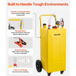 VEVOR 30 Gallon Diesel Caddy, Carbon Steel, Portable Diesel Transfer Storage Tank with Electric Pump, 4 Rolling Wheels, Transfer Can Container, for Tractors, Forklifts, Loaders, Farm Equipment, Yellow