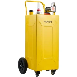 VEVOR 30 Gallon Diesel Caddy, Carbon Steel, Portable Diesel Transfer Storage Tank with Electric Pump, 4 Rolling Wheels, Transfer Can Container, for Tractors, Forklifts, Loaders, Farm Equipment, Yellow