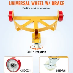 VEVOR 55 Gallon Drum Dolly, 1200 lbs Load Capacity, Barrel Dolly Cart Drum Caddy Round Dolly Steel Low Profile, Heavy Duty Steel Frame with Adjustable Handle 3 Wheels, for Workshop Factory Warehouse