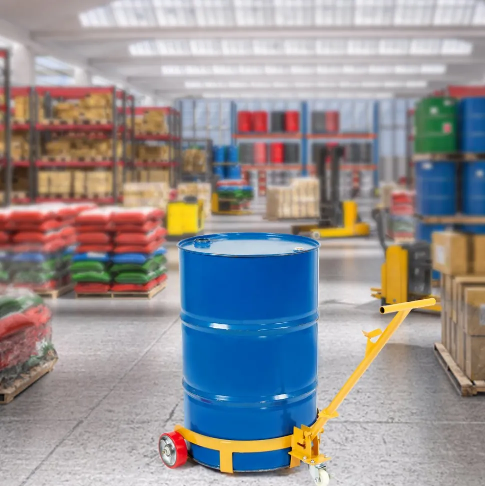 VEVOR 55 Gallon Drum Dolly, 1200 lbs Load Capacity, Barrel Dolly Cart Drum Caddy Round Dolly Steel Low Profile, Heavy Duty Steel Frame with Adjustable Handle 3 Wheels, for Workshop Factory Warehouse