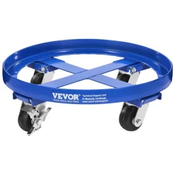 VEVOR 55 Gallon Drum Dolly, 2000 lbs Load Capacity, Heavy-Duty Barrel Dolly with Cross Braces and 4 Swivel Caster Wheels, Non Tipping Hand Truck Capacity Dollies for Warehouse Drum Handling, Blue