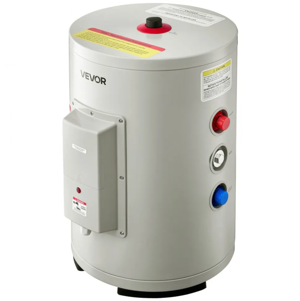 VEVOR 30 Gallon Electric Tank Water Heater, 5000W Point-of-Use Hot Water Heater with LED Display, Knob Control, Top Outlet, 240V with T&P Valve for Large Families, Small Commercial Spaces, Gray
