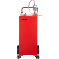 VEVOR 40 Gallon Fuel Caddy, Gasoline & Diesel Fuel Tank with Manual Transfer Pump, Portable Fuel Storage Tank with 4 Wheels & 10 ft Hose, Gas Caddy for Cars, Lawn Mowers, ATVs, Boats, More, Red