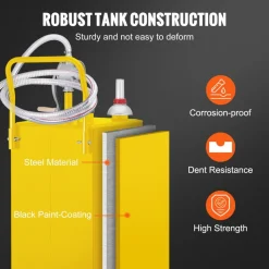 VEVOR 30 Gallon Fuel Caddy, Gas Storage Tank & 4 Wheels, with Manuel Transfer Pump, Gasoline Diesel Fuel Container for Cars, Lawn Mowers, ATVs, Boats, More, Yellow