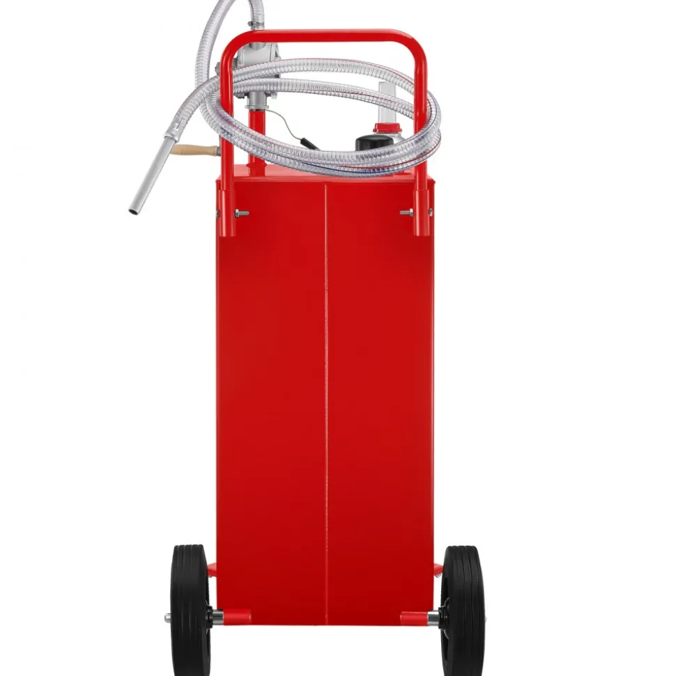 VEVOR 30 Gallon Fuel Caddy, Gas Storage Tank & 4 Wheels, with Manuel Transfer Pump, Gasoline Diesel Fuel Container for Cars, Lawn Mowers, ATVs, Boats, More, Red