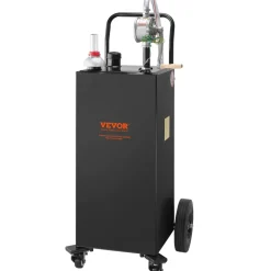 VEVOR 30 Gallon Fuel Caddy, Gas Storage Tank & 4 Wheels, with Manuel Transfer Pump, Gasoline Diesel Fuel Container for Cars, Lawn Mowers, ATVs, Boats, More, Black