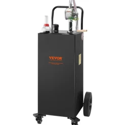 VEVOR 30 Gallon Fuel Caddy, Gas Storage Tank & 4 Wheels, with Manuel Transfer Pump, Gasoline Diesel Fuel Container for Cars, Lawn Mowers, ATVs, Boats, More, Black
