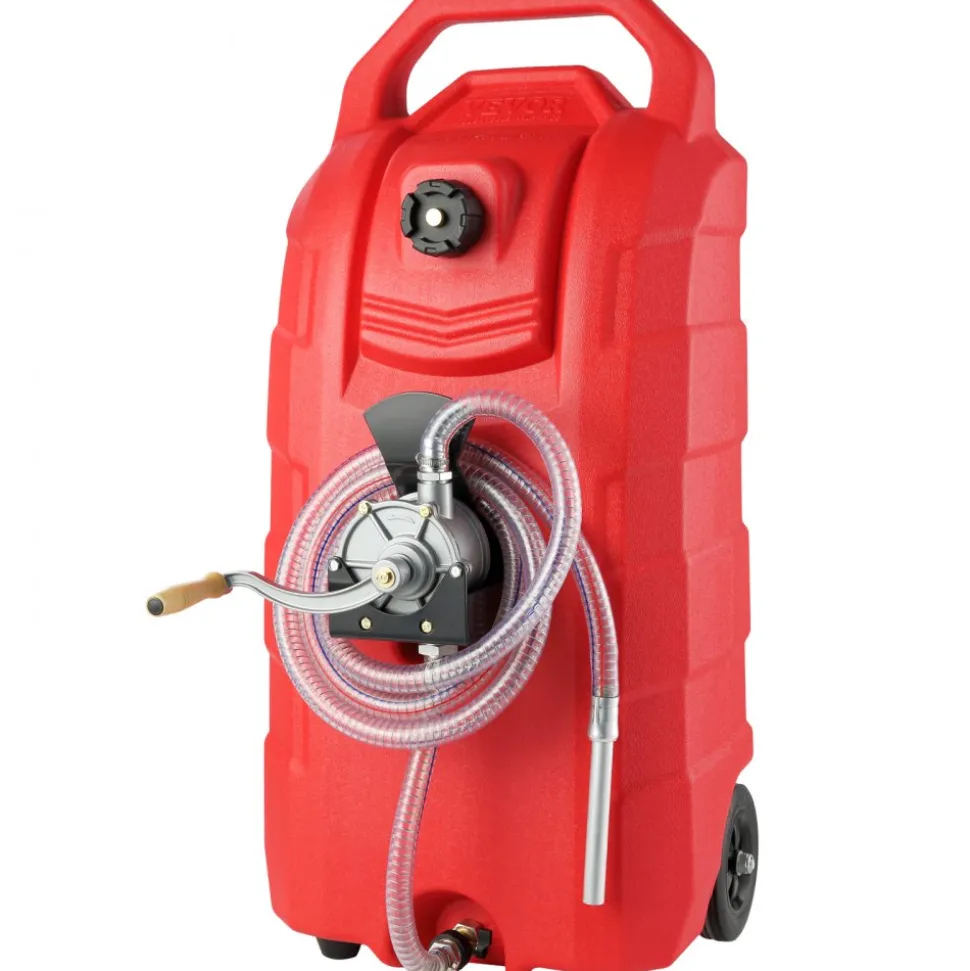 VEVOR 16 Gallon Fuel Caddy, 7.8 L/min, Portable Gas Storage Tank Container with Hand Pump Rubber Wheels, Fuel Transfer Storage Tank for Gasoline Diesel Machine Oil Car Mowers Tractor Boat Motorcycle