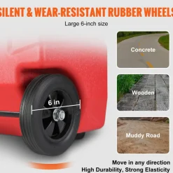 VEVOR 16 Gallon Fuel Caddy, 7.8 L/min, Portable Gas Storage Tank Container with Hand Pump Rubber Wheels, Fuel Transfer Storage Tank for Gasoline Diesel Machine Oil Car Mowers Tractor Boat Motorcycle
