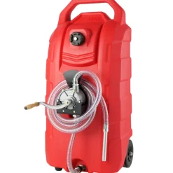 VEVOR 16 Gallon Fuel Caddy, 7.8 L/min, Portable Gas Storage Tank Container with Hand Pump Rubber Wheels, Fuel Transfer Storage Tank for Gasoline Diesel Machine Oil Car Mowers Tractor Boat Motorcycle