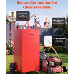 VEVOR 30 Gallon Fuel Gas Caddy, Carbon Steel, Portable Fuel Transfer Storage Tank with Manual Pump and 4 Wheels, Gasoline Diesel Can Container, for Cars, Lawn Mowers, ATVs, Boats, Motorcycles, Red