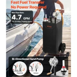 VEVOR 30 Gallon Fuel Gas Caddy, Carbon Steel, Portable Fuel Transfer Storage Tank with Manual Pump & 2 Wheels, Gasoline Diesel Can Container, for Cars, Lawn Mowers, ATVs, Boats, Motorcycles, Black