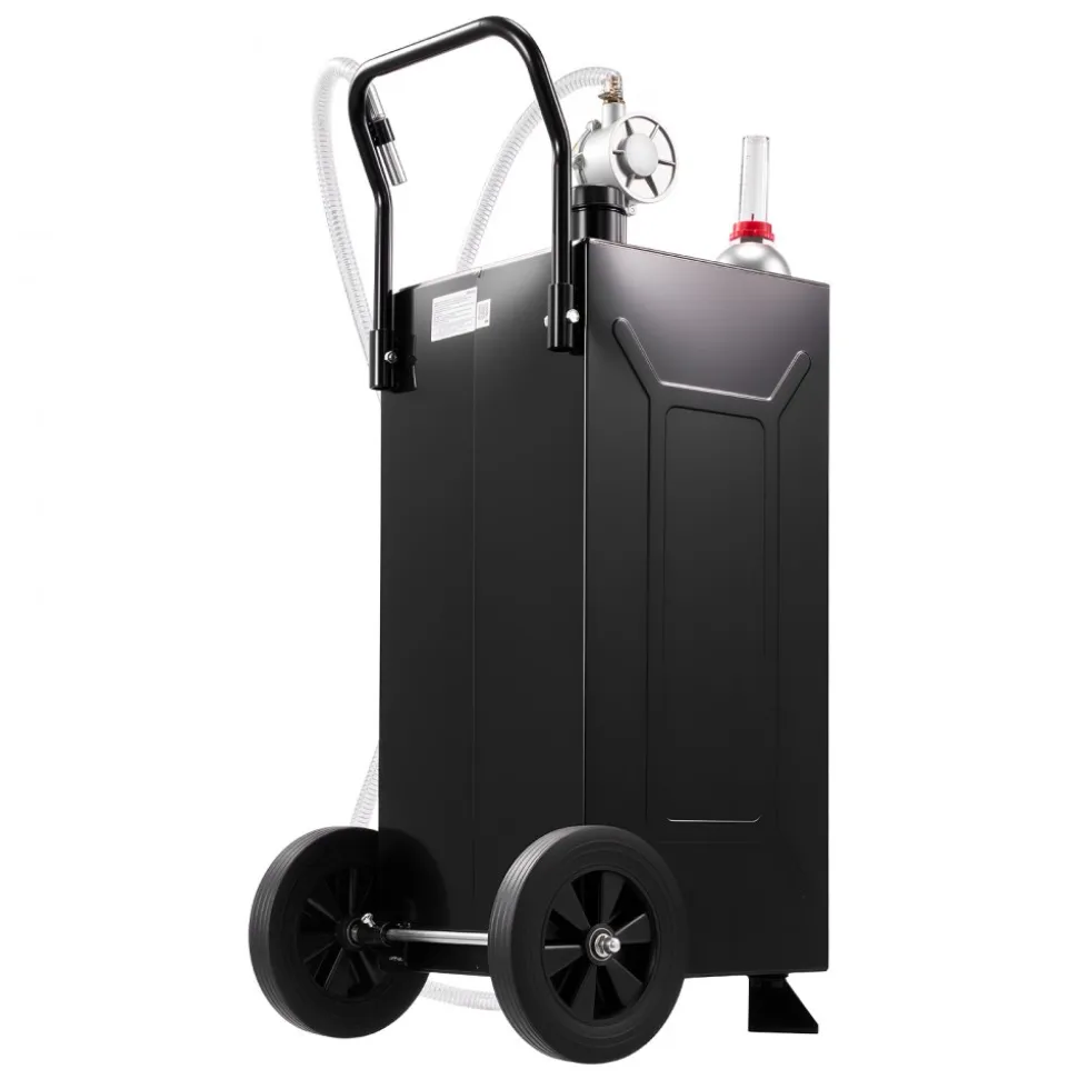 VEVOR 30 Gallon Fuel Gas Caddy, Carbon Steel, Portable Fuel Transfer Storage Tank with Manual Pump & 2 Wheels, Gasoline Diesel Can Container, for Cars, Lawn Mowers, ATVs, Boats, Motorcycles, Black