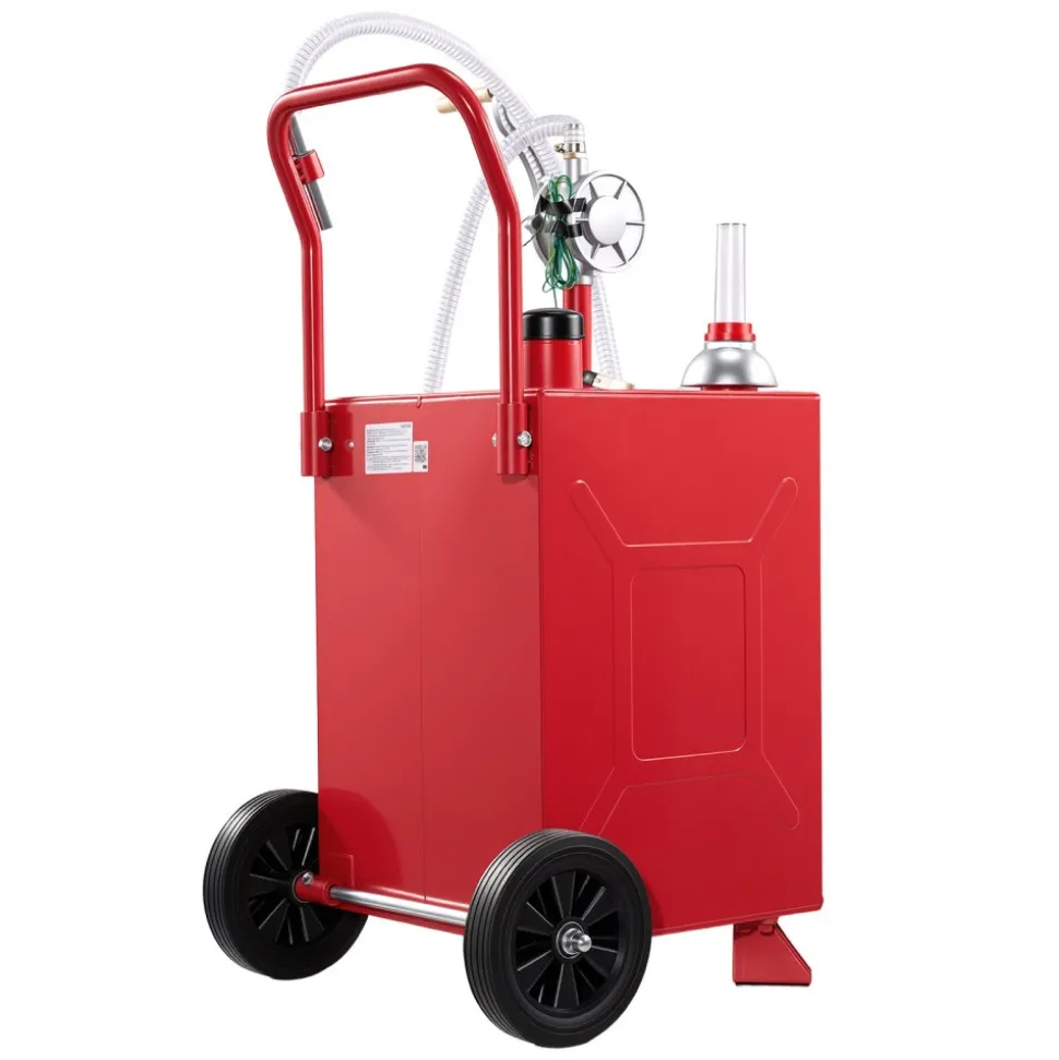 VEVOR 20 Gallon Fuel Gas Caddy, Carbon Steel, Portable Fuel Transfer Storage Tank with Manual Pump & Rolling Wheels, Gasoline Diesel Can Container, for Cars, Lawn Mowers, ATVs, Boats, Motorcycles, Red