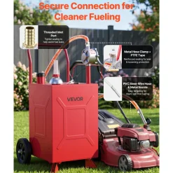 VEVOR 20 Gallon Fuel Gas Caddy, Carbon Steel, Portable Fuel Transfer Storage Tank with Manual Pump & Rolling Wheels, Gasoline Diesel Can Container, for Cars, Lawn Mowers, ATVs, Boats, Motorcycles, Red
