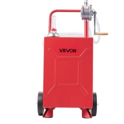 VEVOR 20 Gallon Fuel Gas Caddy, Carbon Steel, Portable Fuel Transfer Storage Tank with Manual Pump & Rolling Wheels, Gasoline Diesel Can Container, for Cars, Lawn Mowers, ATVs, Boats, Motorcycles, Red