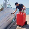 VEVOR 30 Gallon Fuel Gas Caddy, Carbon Steel, Portable Fuel Transfer Storage Tank with Manual Pump & 4 Wheels, Gasoline Diesel Can Container, for Cars, Lawn Mowers, ATVs, Boats, Motorcycles, Yellow