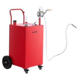 VEVOR 30 Gallon Fuel Gas Caddy, Carbon Steel, Portable Fuel Transfer Storage Tank with Manual Pump & 4 Wheels, Gasoline Diesel Can Container, for Cars, Lawn Mowers, ATVs, Boats, Motorcycles, Yellow