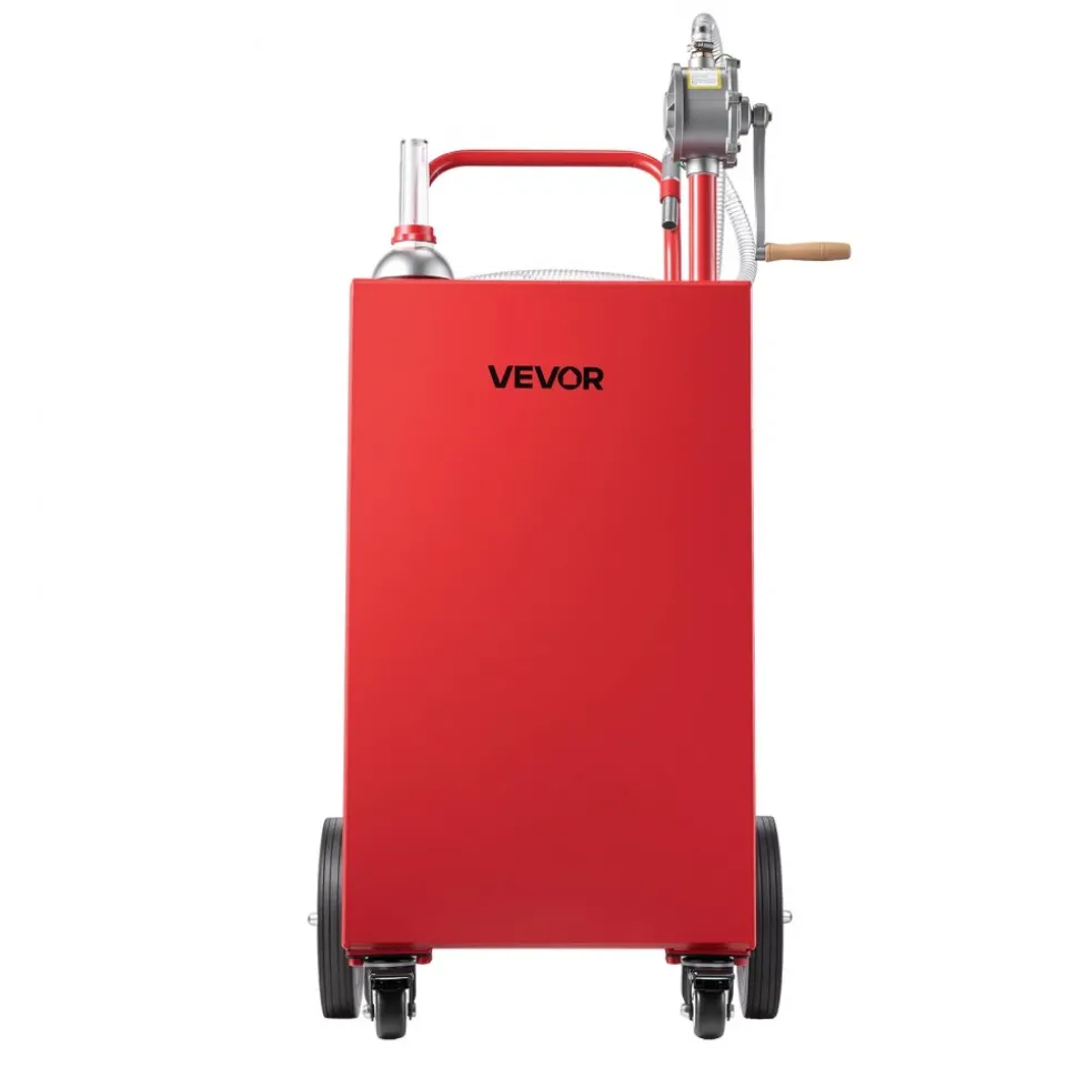 VEVOR 30 Gallon Fuel Gas Caddy, Carbon Steel, Portable Fuel Transfer Storage Tank with Manual Pump & 4 Wheels, Gasoline Diesel Can Container, for Cars, Lawn Mowers, ATVs, Boats, Motorcycles, Yellow