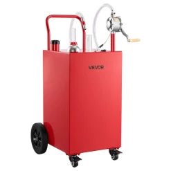 VEVOR 30 Gallon Fuel Gas Caddy, Carbon Steel, Portable Fuel Transfer Storage Tank with Manual Pump & 4 Wheels, Gasoline Diesel Can Container, for Cars, Lawn Mowers, ATVs, Boats, Motorcycles, Yellow