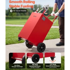 VEVOR 30 Gallon Fuel Gas Caddy, Carbon Steel, Portable Fuel Transfer Storage Tank with Manual Pump & 4 Wheels, Gasoline Diesel Can Container, for Cars, Lawn Mowers, ATVs, Boats, Motorcycles, Yellow
