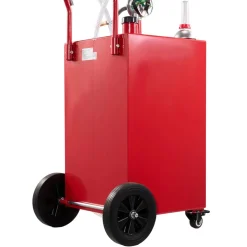 VEVOR 30 Gallon Fuel Gas Caddy, Carbon Steel, Portable Fuel Transfer Storage Tank with Manual Pump & 4 Wheels, Gasoline Diesel Can Container, for Cars, Lawn Mowers, ATVs, Boats, Motorcycles, Yellow