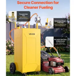 VEVOR 35 Gallon Fuel Gas Caddy, Carbon Steel, Portable Fuel Transfer Storage Tank with Manual Pump & 4 Wheels, Gasoline Diesel Can Container, for Cars, Lawn Mowers, ATVs, Boats, Motorcycles, Yellow
