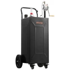 VEVOR 30 Gallon Fuel Gas Caddy, Carbon Steel, Portable Fuel Transfer Storage Tank with Electric Pump & 2 Wheels, Gasoline Diesel Can Container, for Cars, Lawn Mowers, ATVs, Boats, Motorcycles, Red