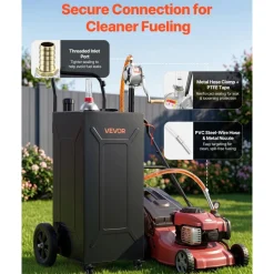 VEVOR 35 Gallon Fuel Gas Caddy, Carbon Steel, Portable Fuel Transfer Storage Tank with Manual Pump & 4 Wheels, Gasoline Diesel Can Container, for Cars, Lawn Mowers, ATVs, Boats, Motorcycles, Black