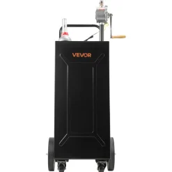 VEVOR 35 Gallon Fuel Gas Caddy, Carbon Steel, Portable Fuel Transfer Storage Tank with Manual Pump & 4 Wheels, Gasoline Diesel Can Container, for Cars, Lawn Mowers, ATVs, Boats, Motorcycles, Black