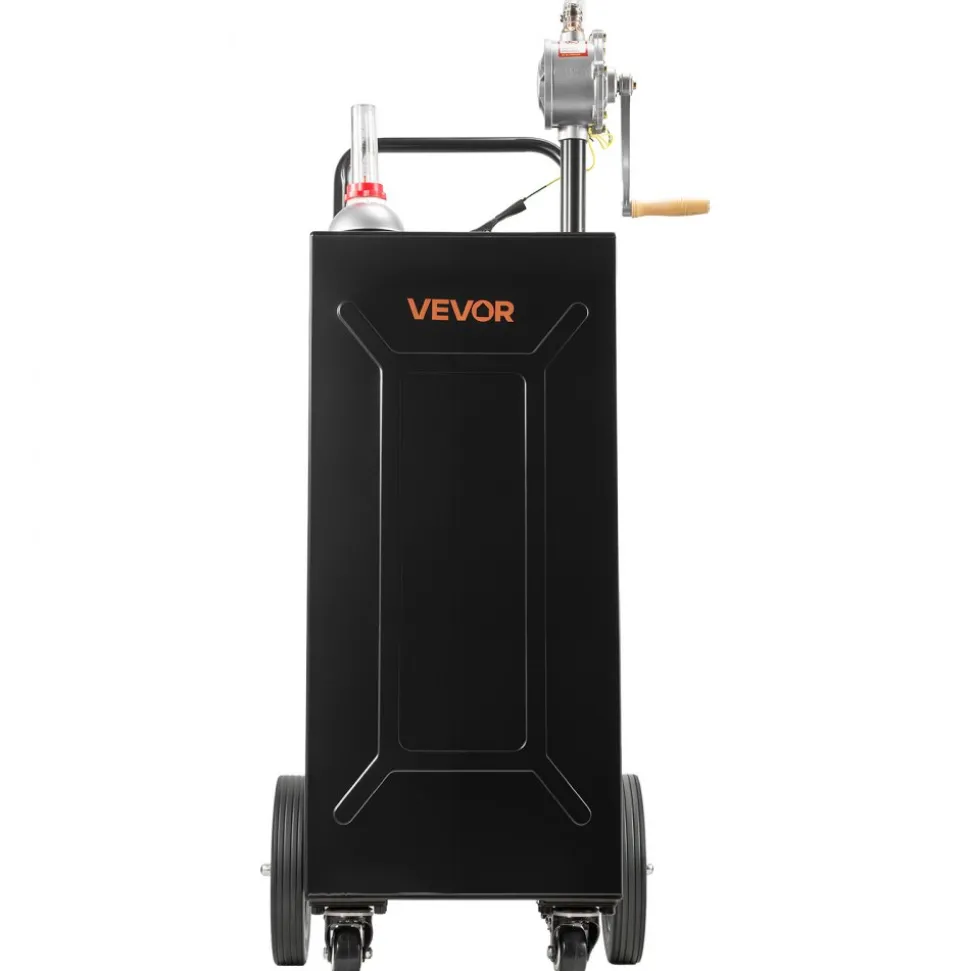 VEVOR 35 Gallon Fuel Gas Caddy, Carbon Steel, Portable Fuel Transfer Storage Tank with Manual Pump & 4 Wheels, Gasoline Diesel Can Container, for Cars, Lawn Mowers, ATVs, Boats, Motorcycles, Black