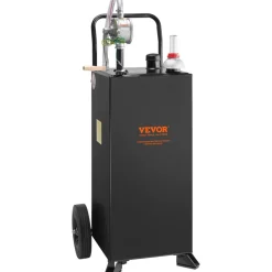 VEVOR 30 Gallon Gas Caddy, Fuel Storage Tank with Wheels, Portable Fuel Caddy with Manuel Transfer Pump, Gasoline Diesel Fuel Container for Cars, Lawn Mowers, ATVs, Boats, More, Black