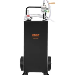 VEVOR 30 Gallon Gas Caddy, Fuel Storage Tank with Wheels, Portable Fuel Caddy with Manuel Transfer Pump, Gasoline Diesel Fuel Container for Cars, Lawn Mowers, ATVs, Boats, More, Black
