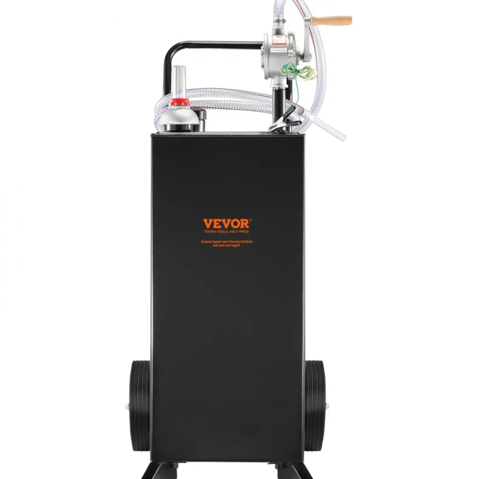 VEVOR 30 Gallon Gas Caddy, Fuel Storage Tank with Wheels, Portable Fuel Caddy with Manuel Transfer Pump, Gasoline Diesel Fuel Container for Cars, Lawn Mowers, ATVs, Boats, More, Black