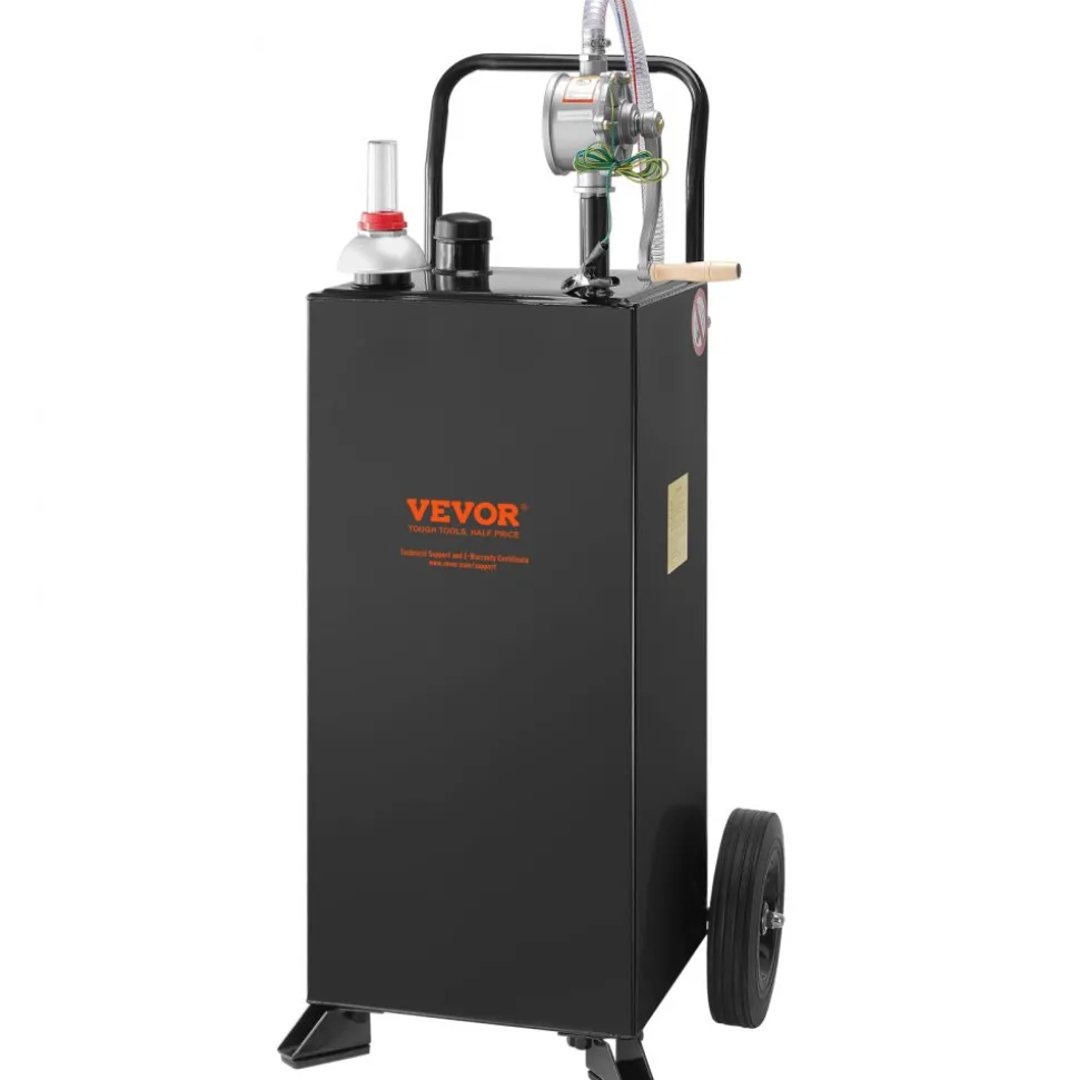 VEVOR 30 Gallon Gas Caddy, Fuel Storage Tank with Wheels, Portable Fuel Caddy with Manuel Transfer Pump, Gasoline Diesel Fuel Container for Cars, Lawn Mowers, ATVs, Boats, More, Black