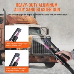 VEVOR 10 Gallon Heavy-Duty Sand Blaster, 60-110 PSI High Pressure Sandblaster, Portable Abrasive Blasting Tank, Air Sand Blasting Kit with 2 Ceramic Nozzles & 7.5ft Hose for Stain, Rust, Paint Removal