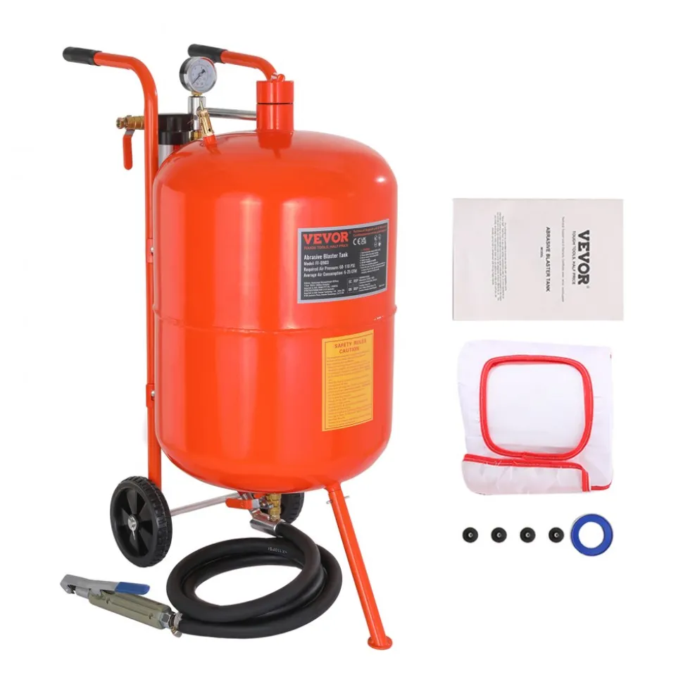 VEVOR 20 Gallon Sand Blaster, 60-110 PSI High Pressure Sandblaster, Portable Abrasive Blasting Tank, Air Sand Blasting Kit with 4 Ceramic Nozzles and Oil-Water Separator for Paint, Stain, Rust Removal