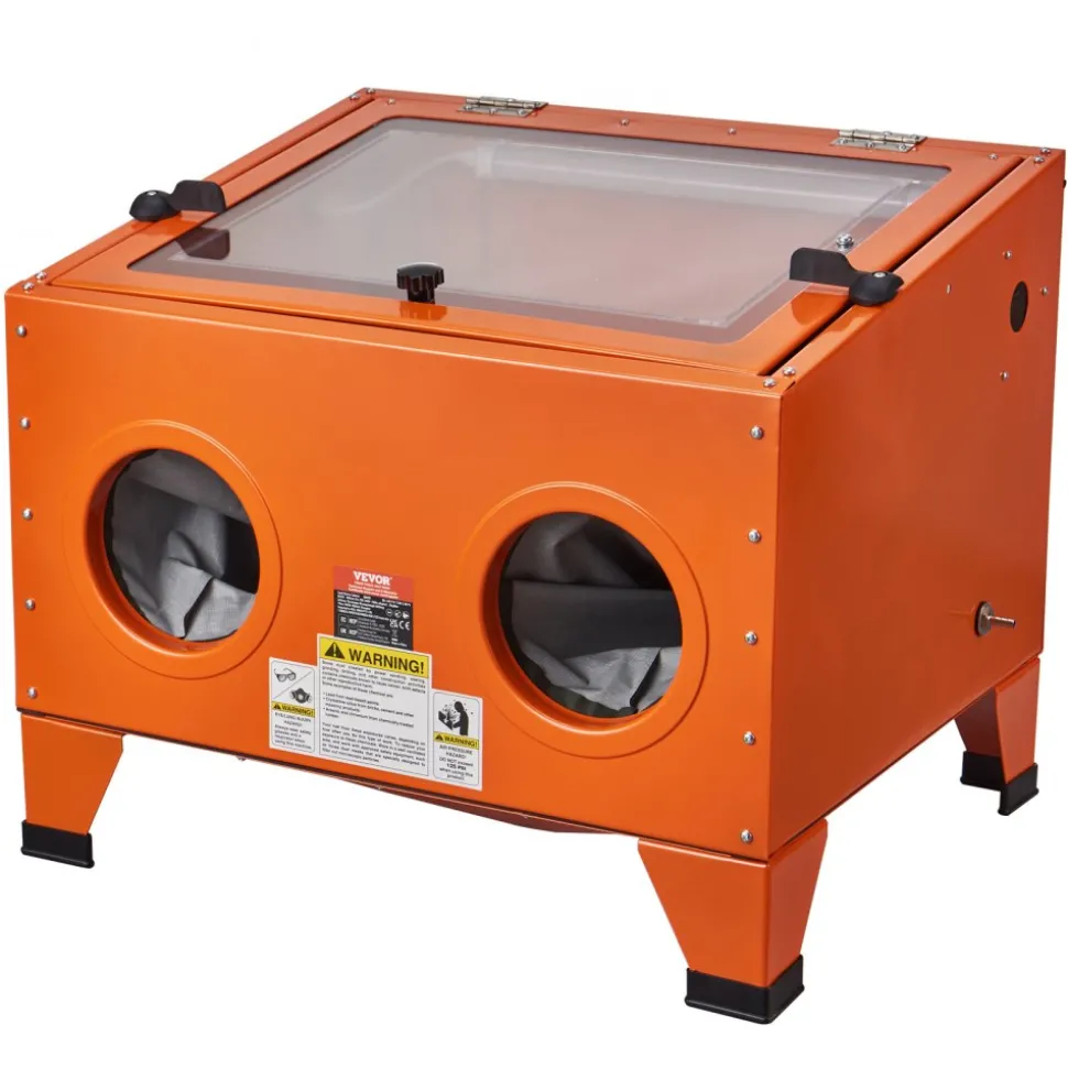 VEVOR 25 Gallon Sandblasting Cabinet, 40-120PSI Portable Benchtop Sand Blasting Cabinet, Heavy Duty Steel Sand Blaster with Blasting Gun & 4 Ceramic Nozzles for Paint, Stain, Rust Removal