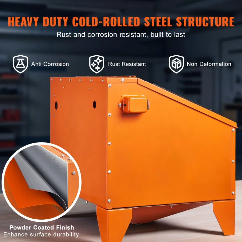 VEVOR 40 Gallon Sandblasting Cabinet, 40-120PSI Portable Benchtop Sand Blasting Cabinet, Heavy Duty Steel Sand Blaster with Blasting Gun & 4 Ceramic Nozzles for Paint, Stain, Rust Removal