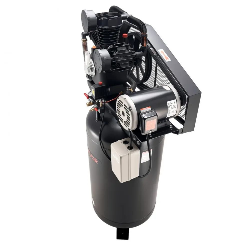 VEVOR 80 Gallons Heavy-Duty Air Compressor, 10HP 17 SCFM at 90PSI Air Compressors Max 175PSI, Oil-Lubricated Compressor Tank for Industrial Manufacturing, Large Workshops (230V 3-Phase, No Plug)