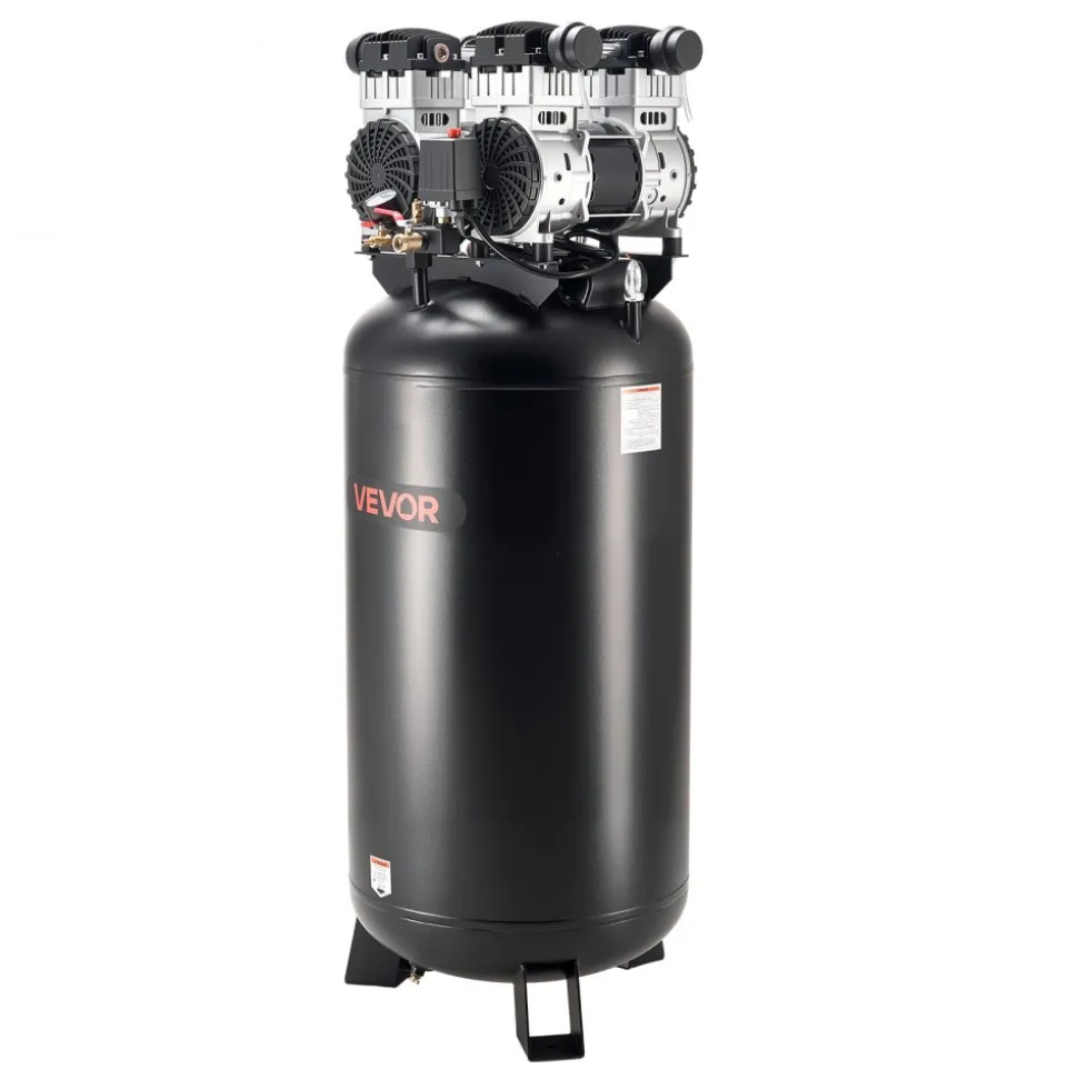 VEVOR 60 Gallons Heavy-Duty Air Compressor, 4HP 10SCFM at 90PSI Air Compressors with Max 125PSI Pressure, Oil-Free Compressor Tank for Industrial Manufacturing, Large Workshops (230V 60Hz, No-Plug)