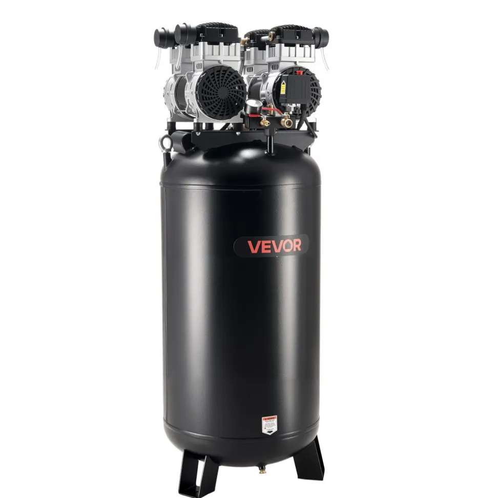 VEVOR 60 Gallons Heavy-Duty Air Compressor, 4HP 10SCFM at 90PSI Air Compressors with Max 125PSI Pressure, Oil-Free Compressor Tank for Industrial Manufacturing, Large Workshops (230V 60Hz, No-Plug)