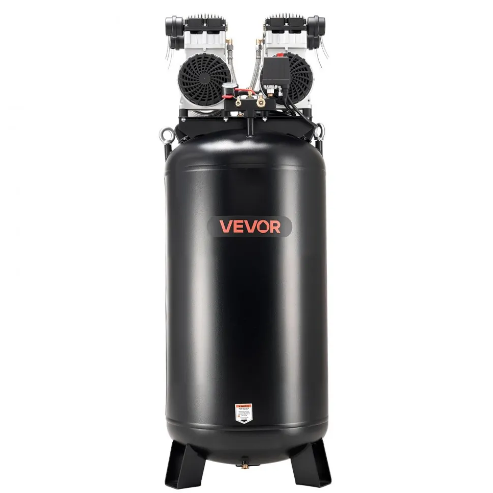 VEVOR 60 Gallons Heavy-Duty Air Compressor, 4HP 10SCFM at 90PSI Air Compressors with Max 125PSI Pressure, Oil-Free Compressor Tank for Industrial Manufacturing, Large Workshops (230V 60Hz, No-Plug)