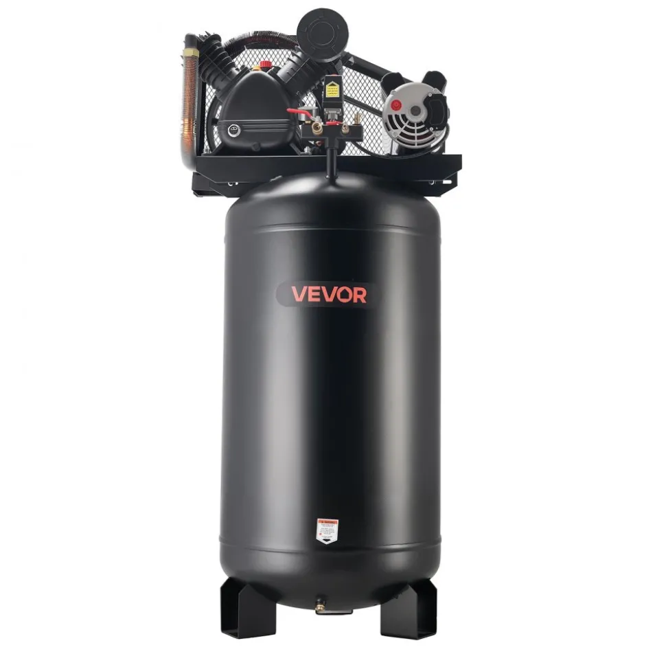 VEVOR 80 Gallons Heavy-Duty Air Compressor, 5HP 10 SCFM at 90PSI Air Compressors Max 175PSI Pressure, Oil-Lubricated Compressor Tank for Industrial Manufacturing, Large Workshops (230V 60Hz, No-Plug)