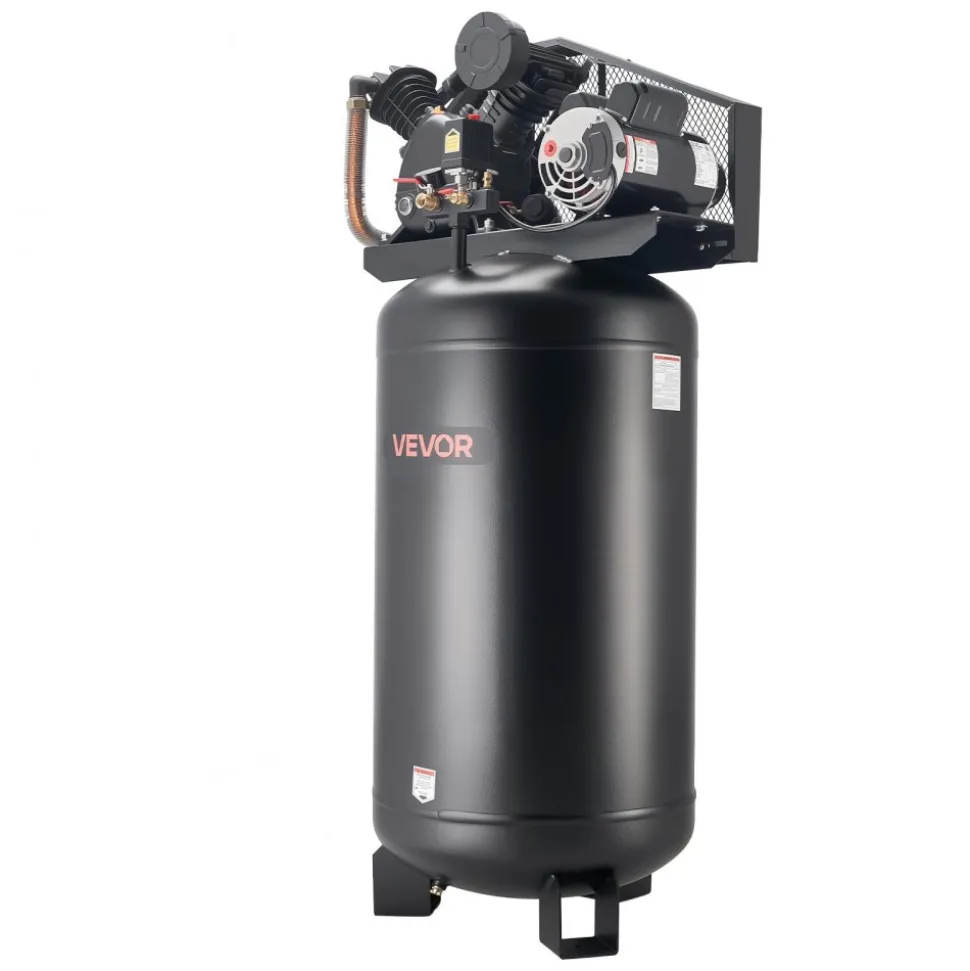 VEVOR 80 Gallons Heavy-Duty Air Compressor, 5HP 10 SCFM at 90PSI Air Compressors Max 175PSI Pressure, Oil-Lubricated Compressor Tank for Industrial Manufacturing, Large Workshops (230V 60Hz, No-Plug)