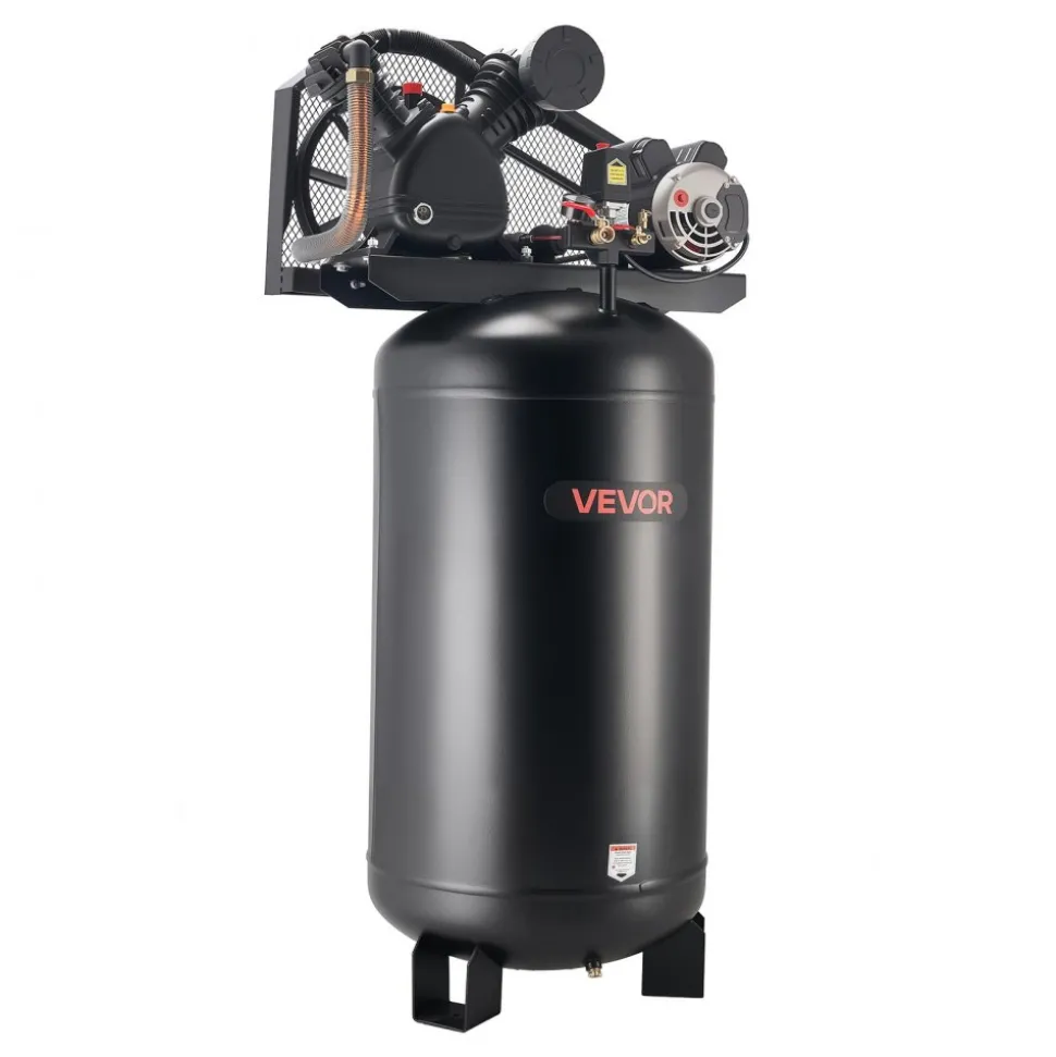 VEVOR 80 Gallons Heavy-Duty Air Compressor, 5HP 10 SCFM at 90PSI Air Compressors Max 175PSI Pressure, Oil-Lubricated Compressor Tank for Industrial Manufacturing, Large Workshops (230V 60Hz, No-Plug)